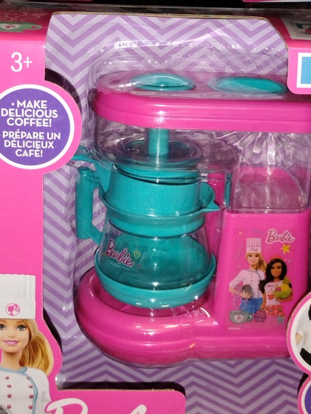Barbie Toy Coffee Maker in Pink and Teal